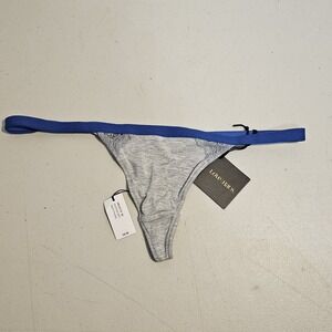Love Haus By Beach Bunny Heather Grey Blue Lace Trim Thong Panty XL SR2019